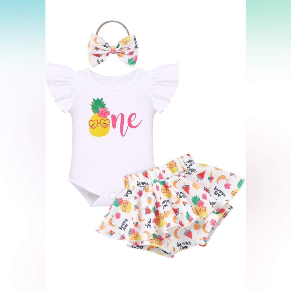 First birthday outfit/ pineapples watermelon summer theme 12-18 month size